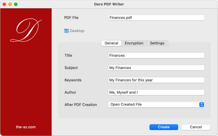 General options of Doro PDF Writer for macOS